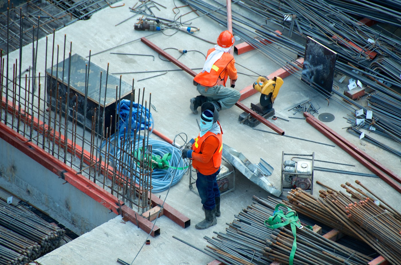 Construction professional reviewing work on site