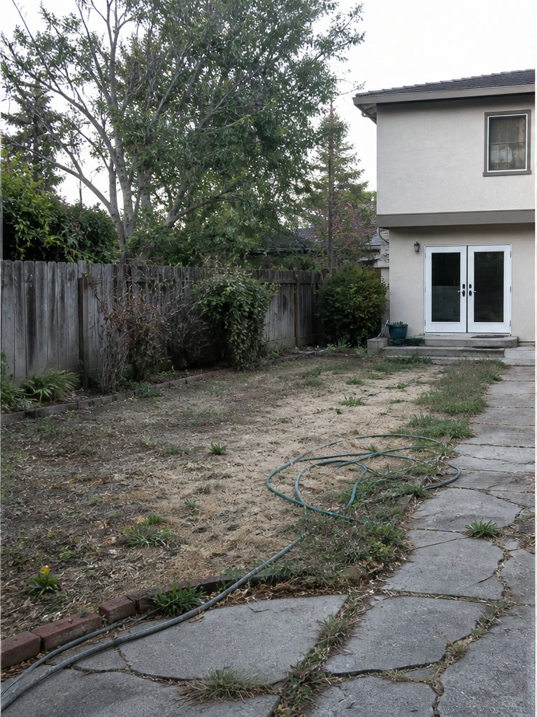 Backyard before landscaping
